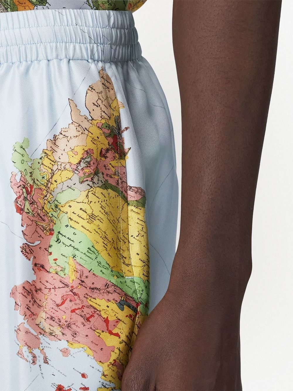 map-print silk shorts - 5