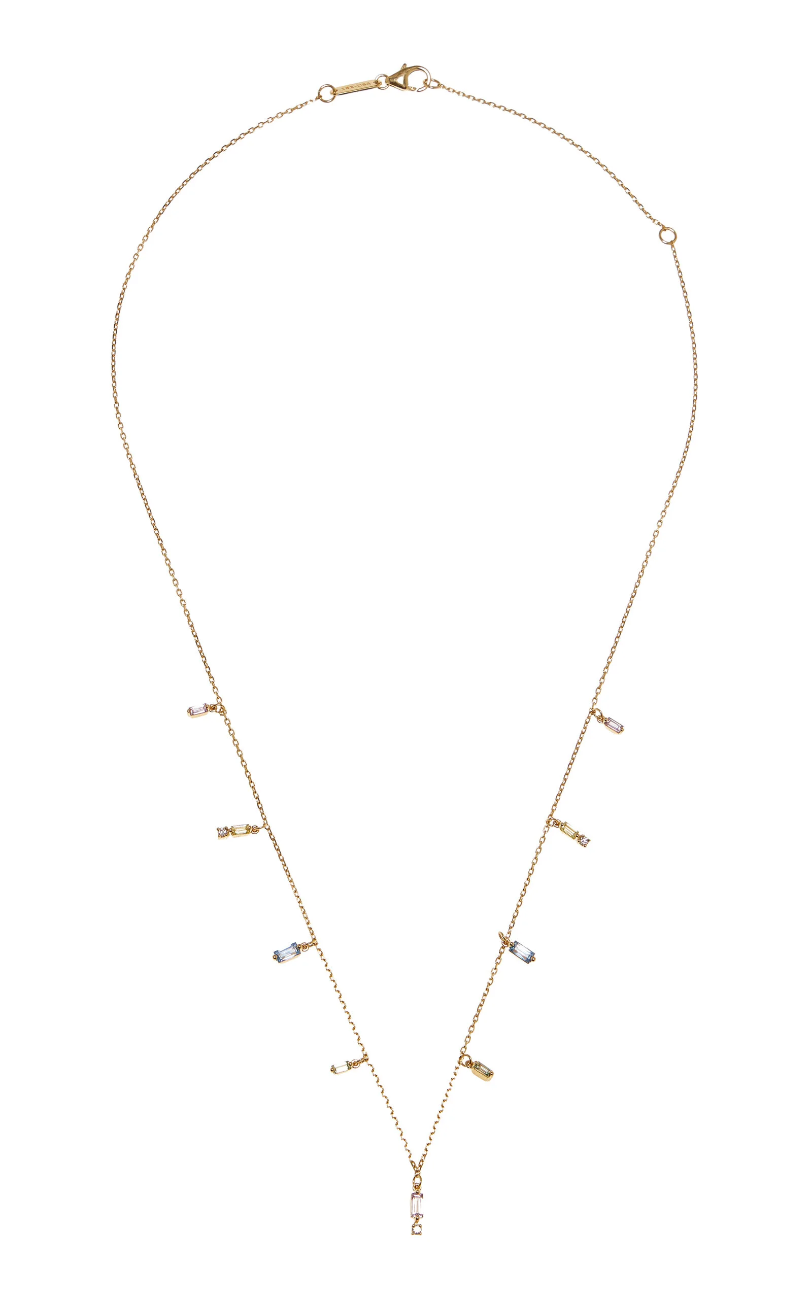Dangling 18K Yellow Gold Sapphire and Diamond Necklace - 1