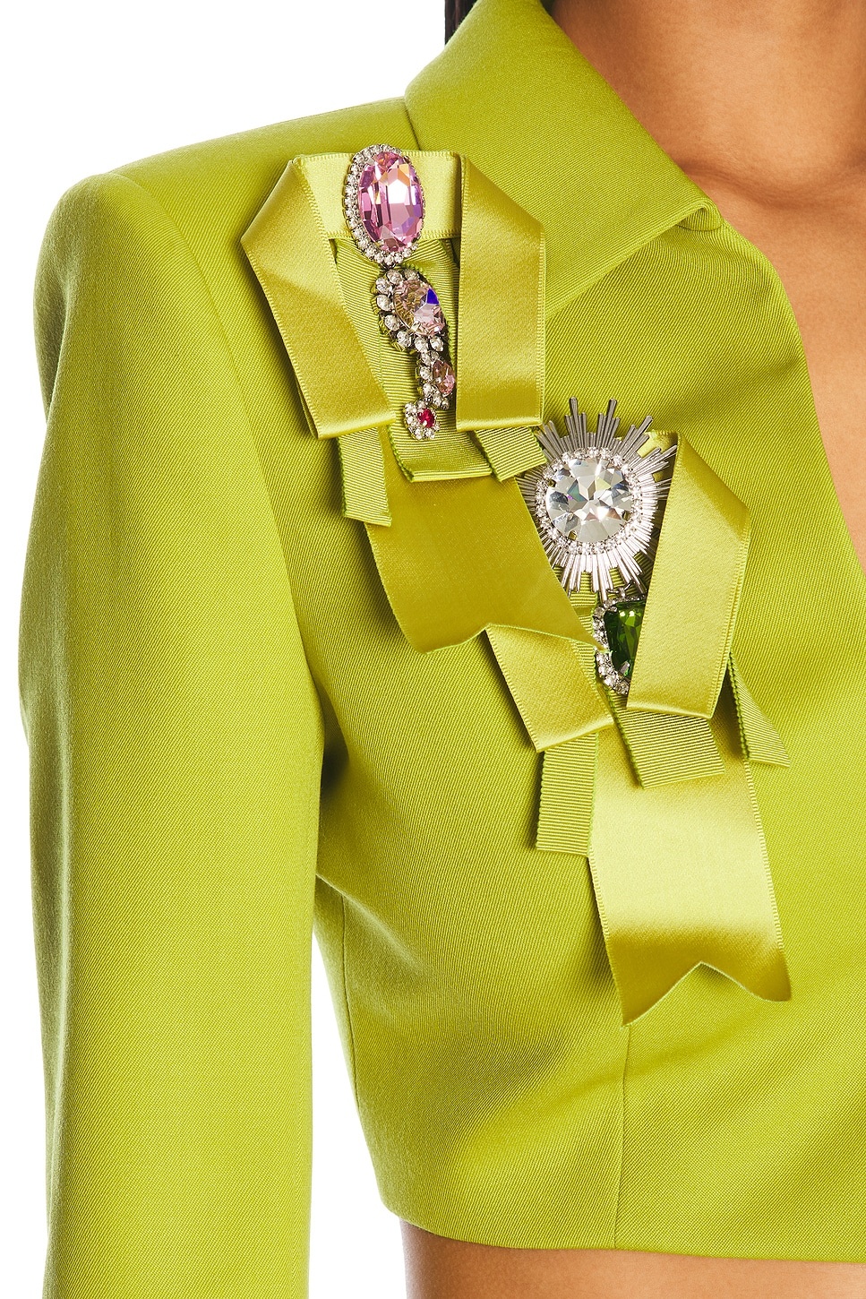 Crystal Embellished Bow Cropped Jacket - 5