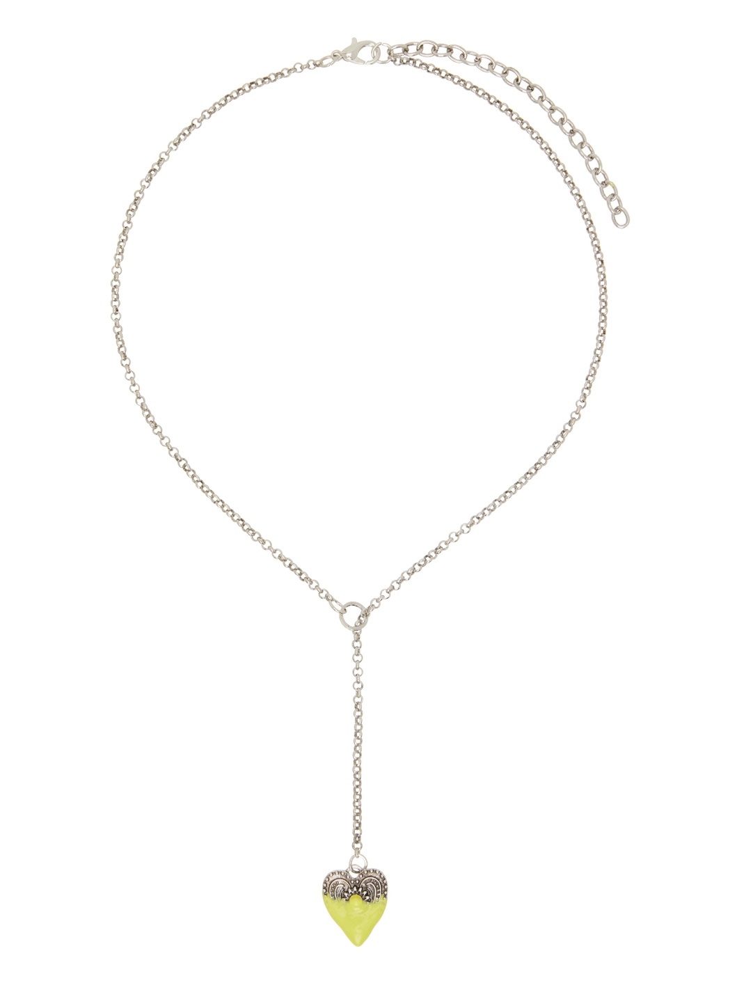 Silver & Yellow Dipped Heart Necklace - 1