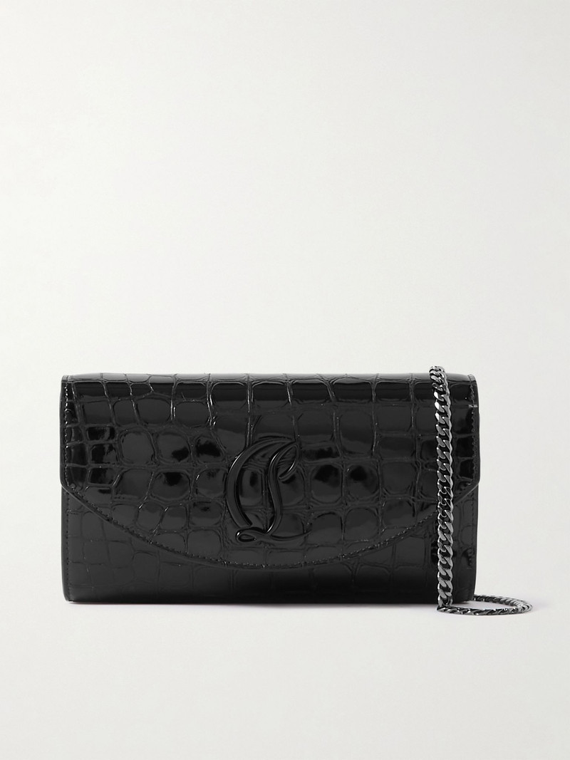 Loubi54 croc-effect leather shoulder bag Black 1