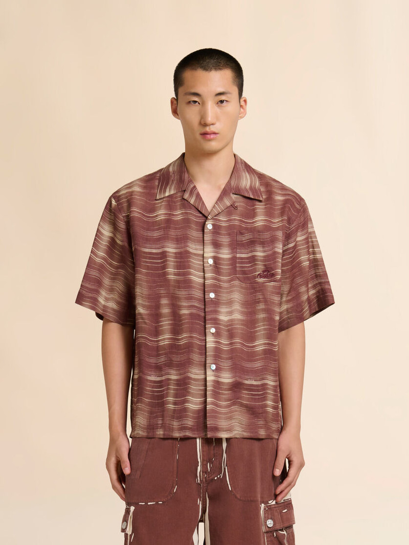 Marni BROWN RAMIE BOWLING SHIRT WITH CAROUSEL PRINT outlook