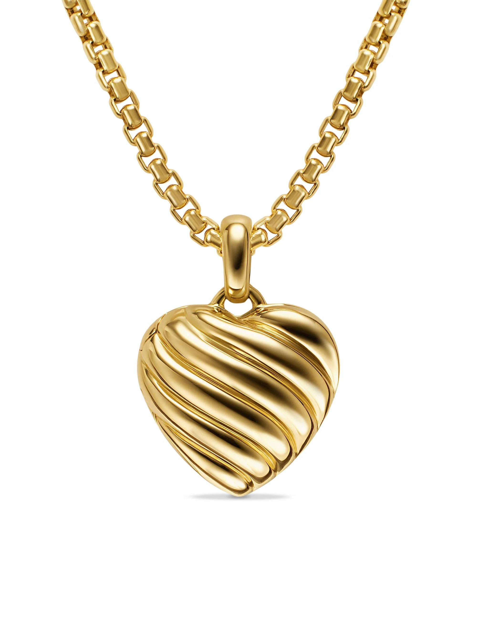 Women's Sculpted Cable Heart Locket in 18K Yellow Gold, 23MM - Gold - 1