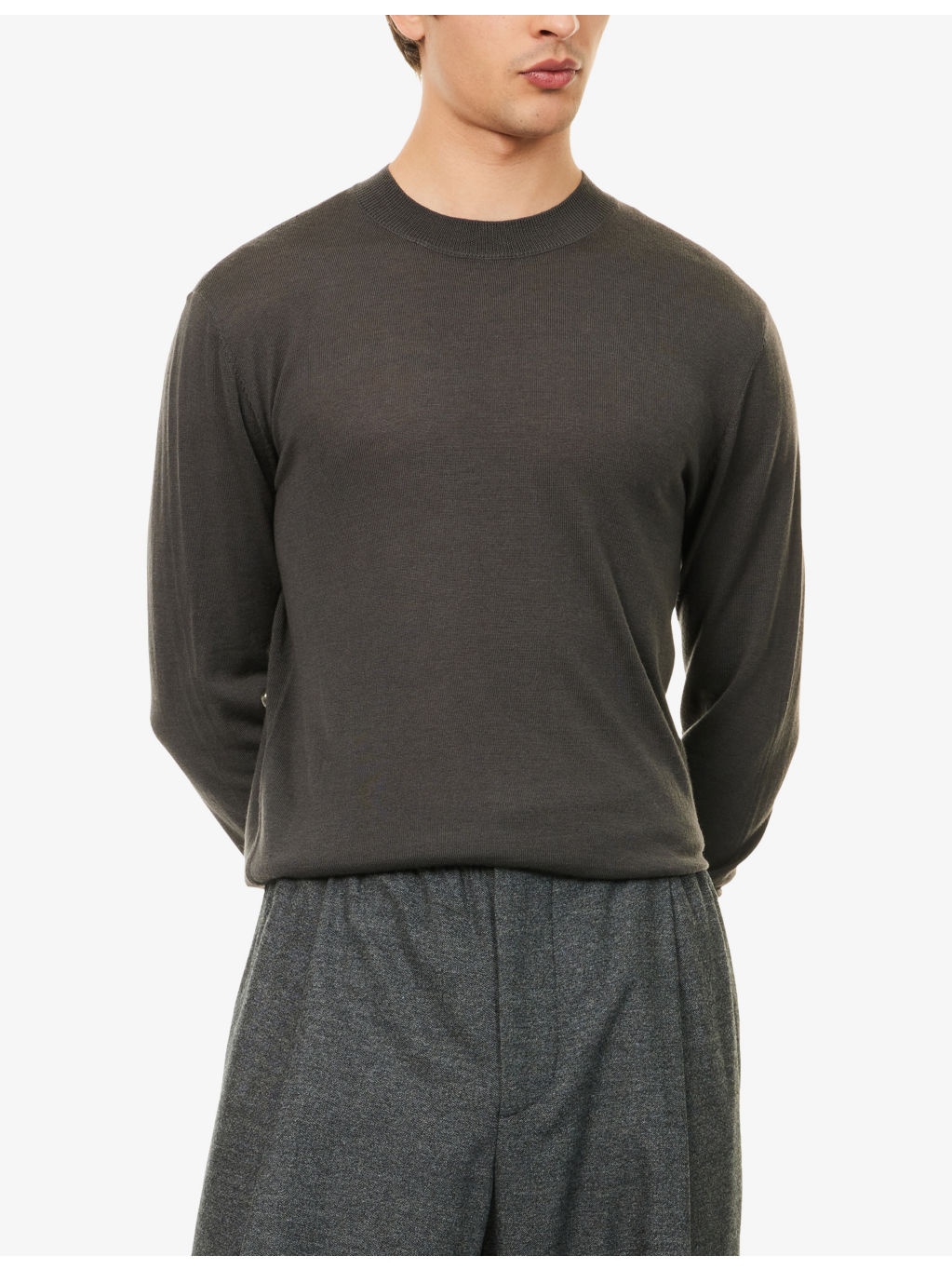 Logo-Patch Semi-Sheer Wool Jumper - 3