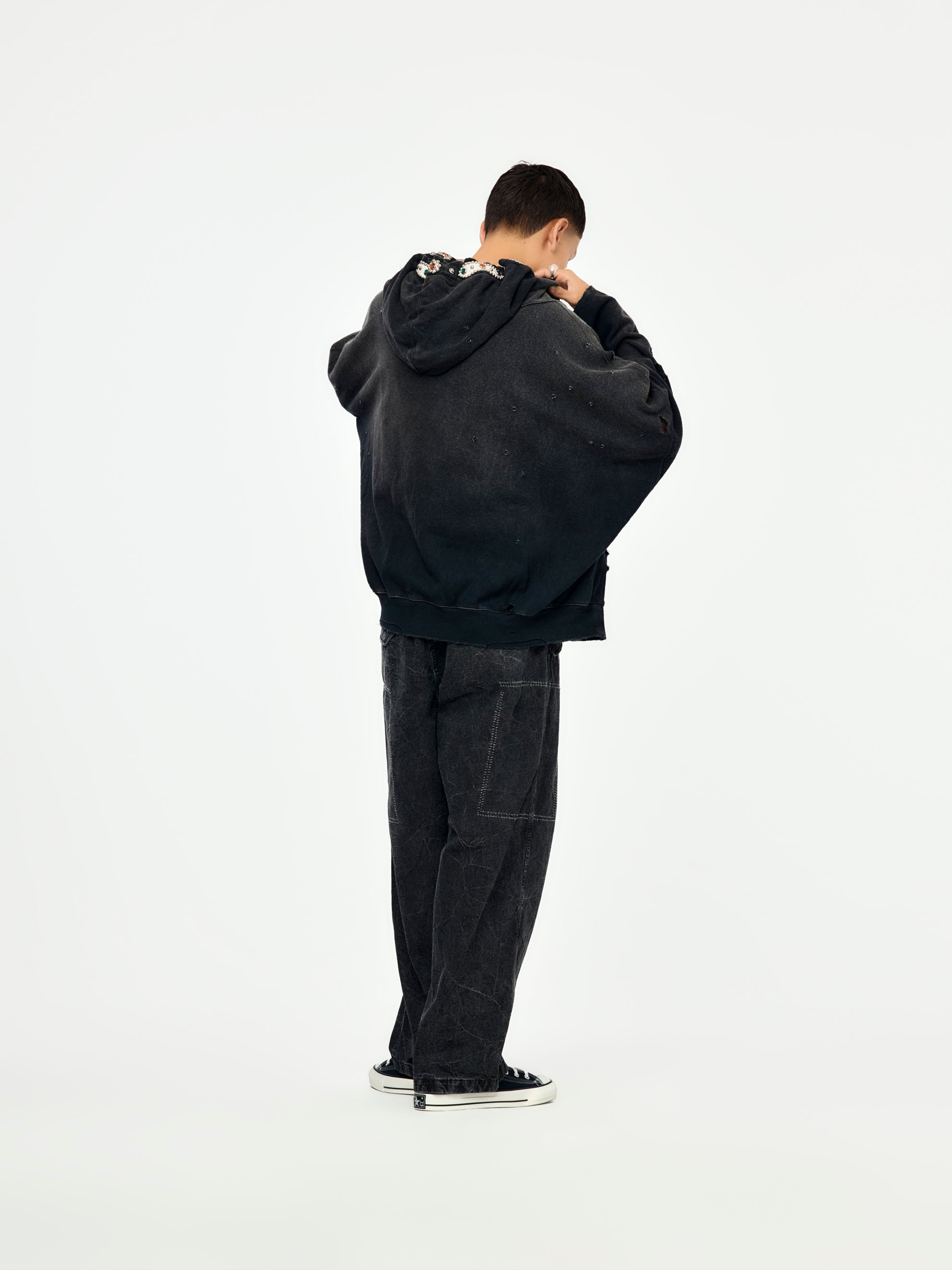 THRILLER DAMAGE DEVIL HOODIE BLOUSON SWT KNIT (STUDS REMAKE/BLACK) - 5