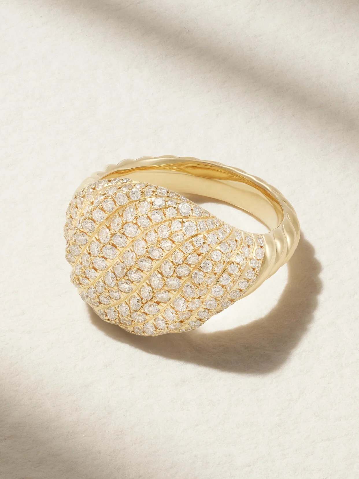 Sculpted Cable 18-karat Gold Diamond Pinky Ring - 1