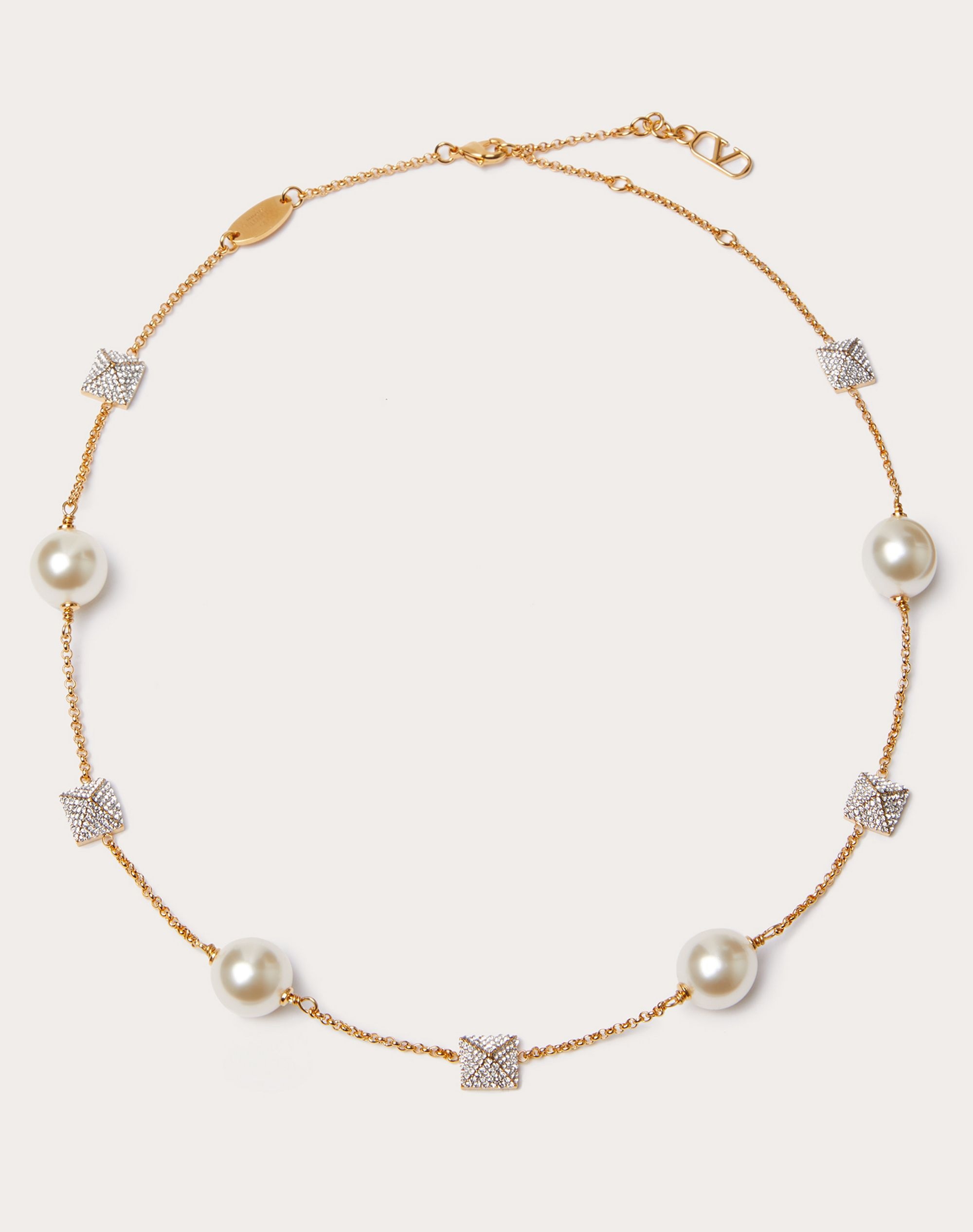 ROCKSTUD NECKLACE WITH PEARLS AND SWAROVSKI® CRYSTALS - 1