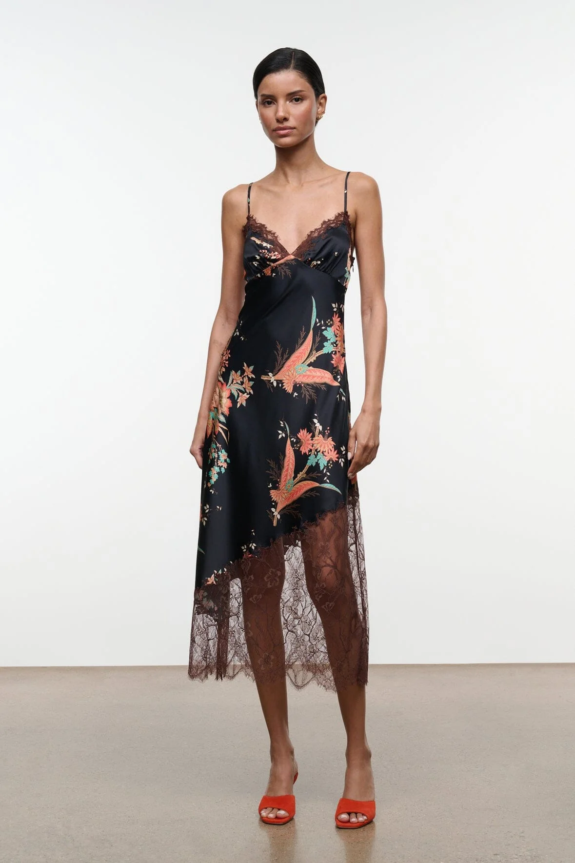 STAUD LARA SILK DRESS TAPESTRY NOIR - 1