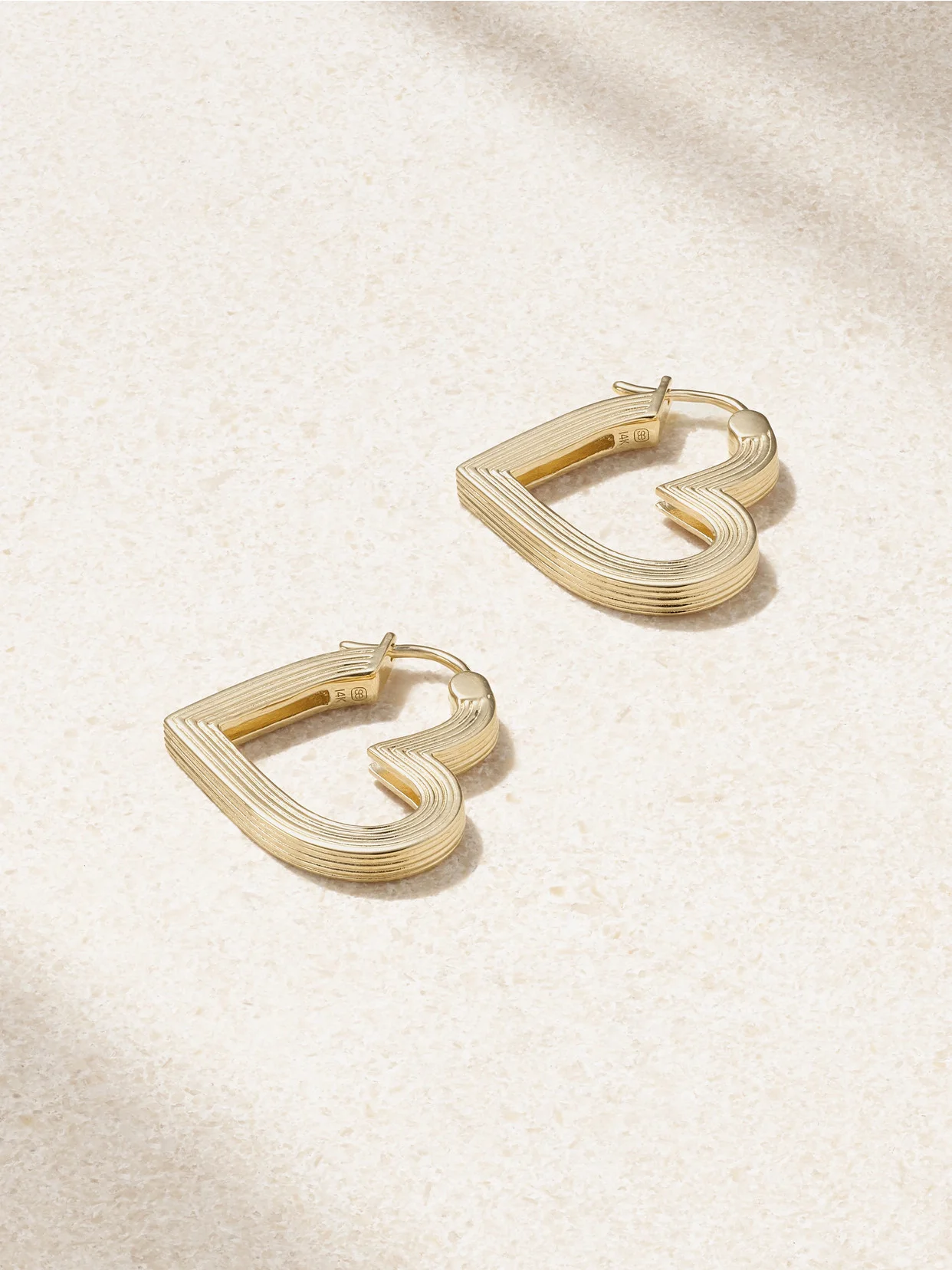 Fluted Heart 14-karat Gold Hoop Earrings - 1