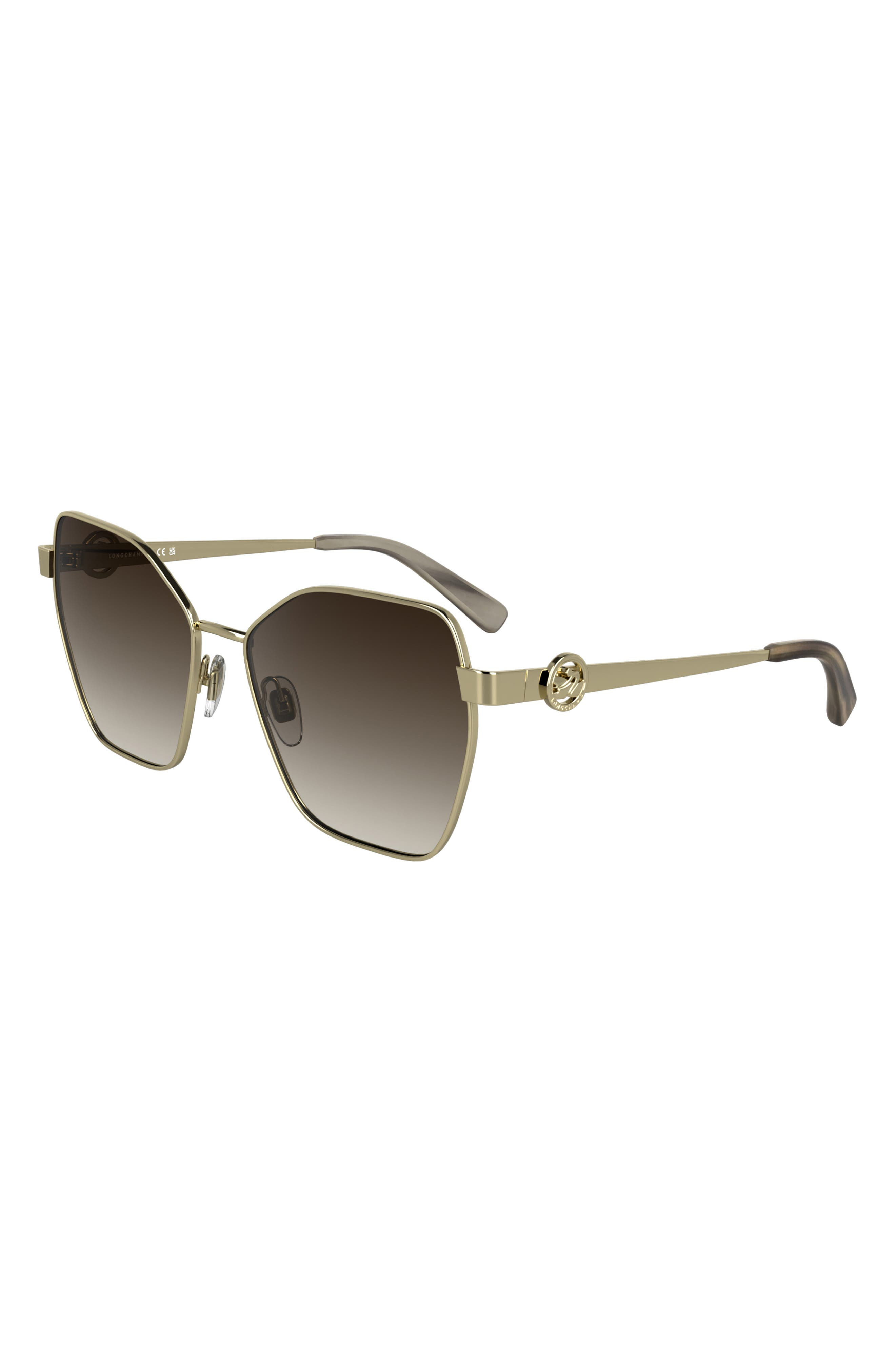 Longchamp 58mm Gradient Square Sunglasses in Gold/Gradient Brown at Nordstrom - 2