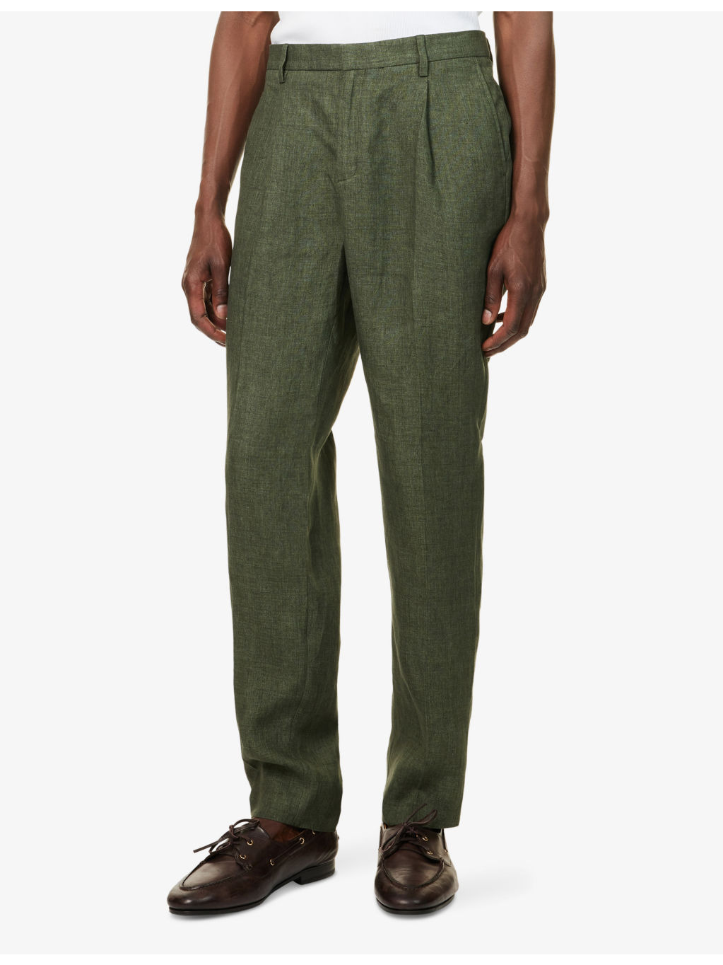 Pleated Tailored Linen Trousers - 3