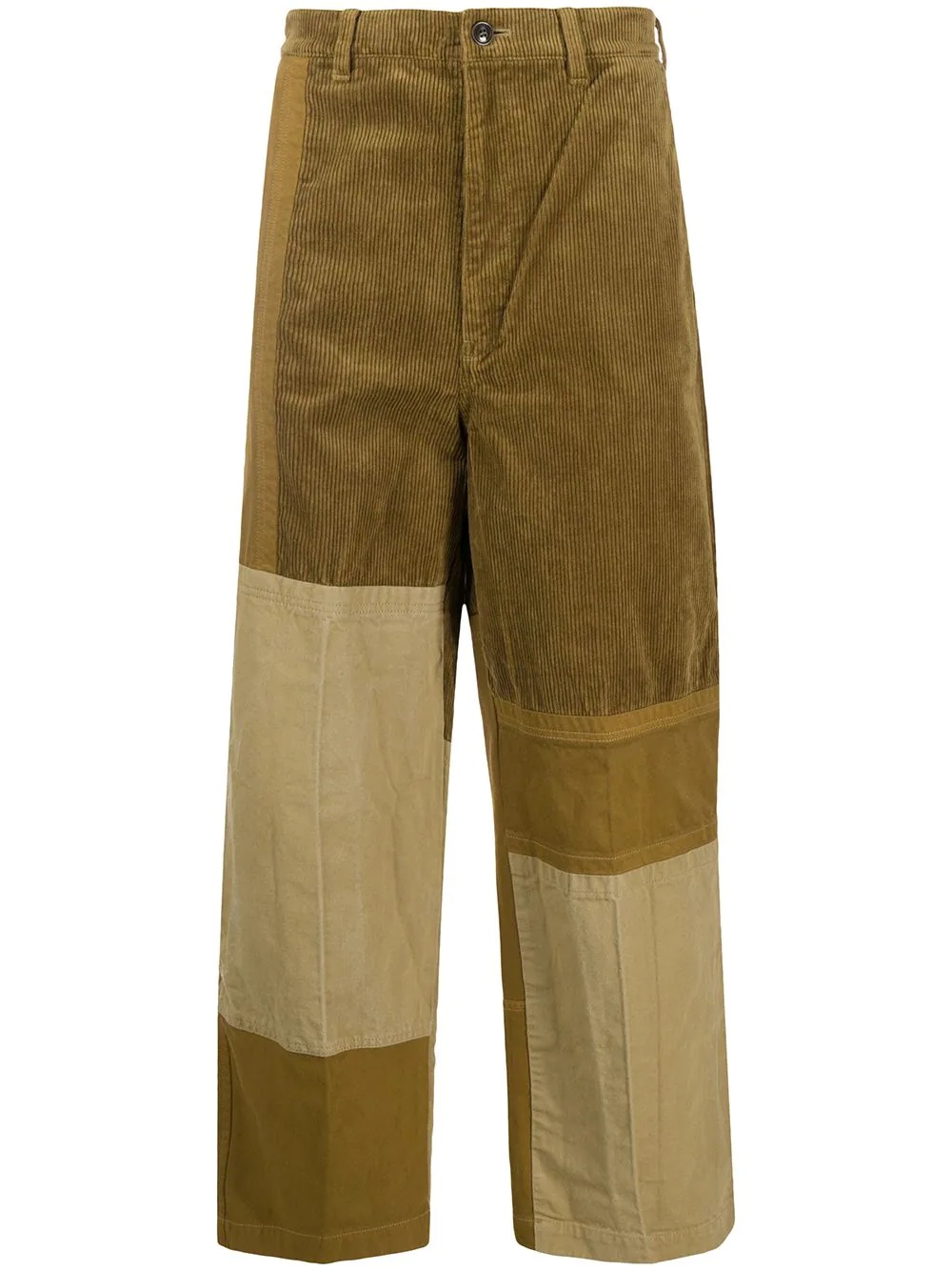 panelled corduroy straight-leg trousers - 1