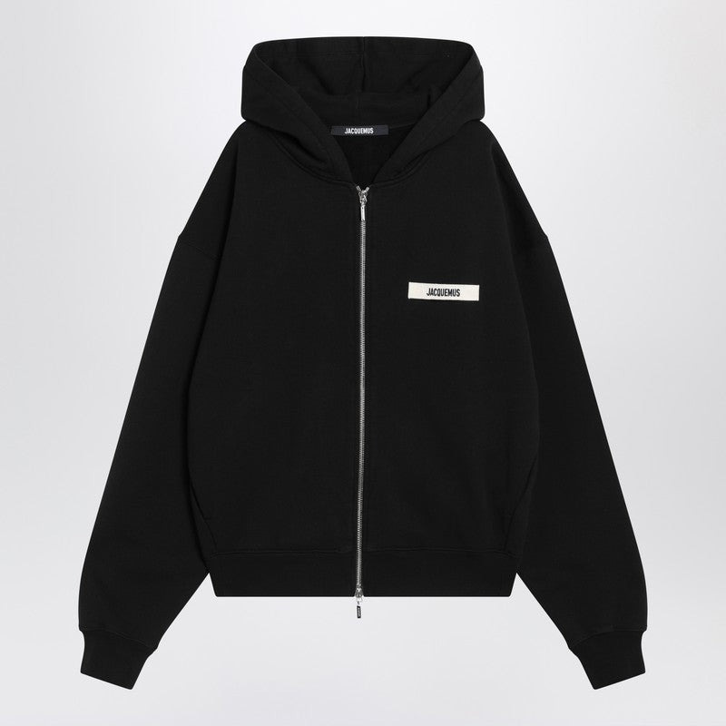 Jacquemus Black Cotton Zip-Up Hoodie Men - 1