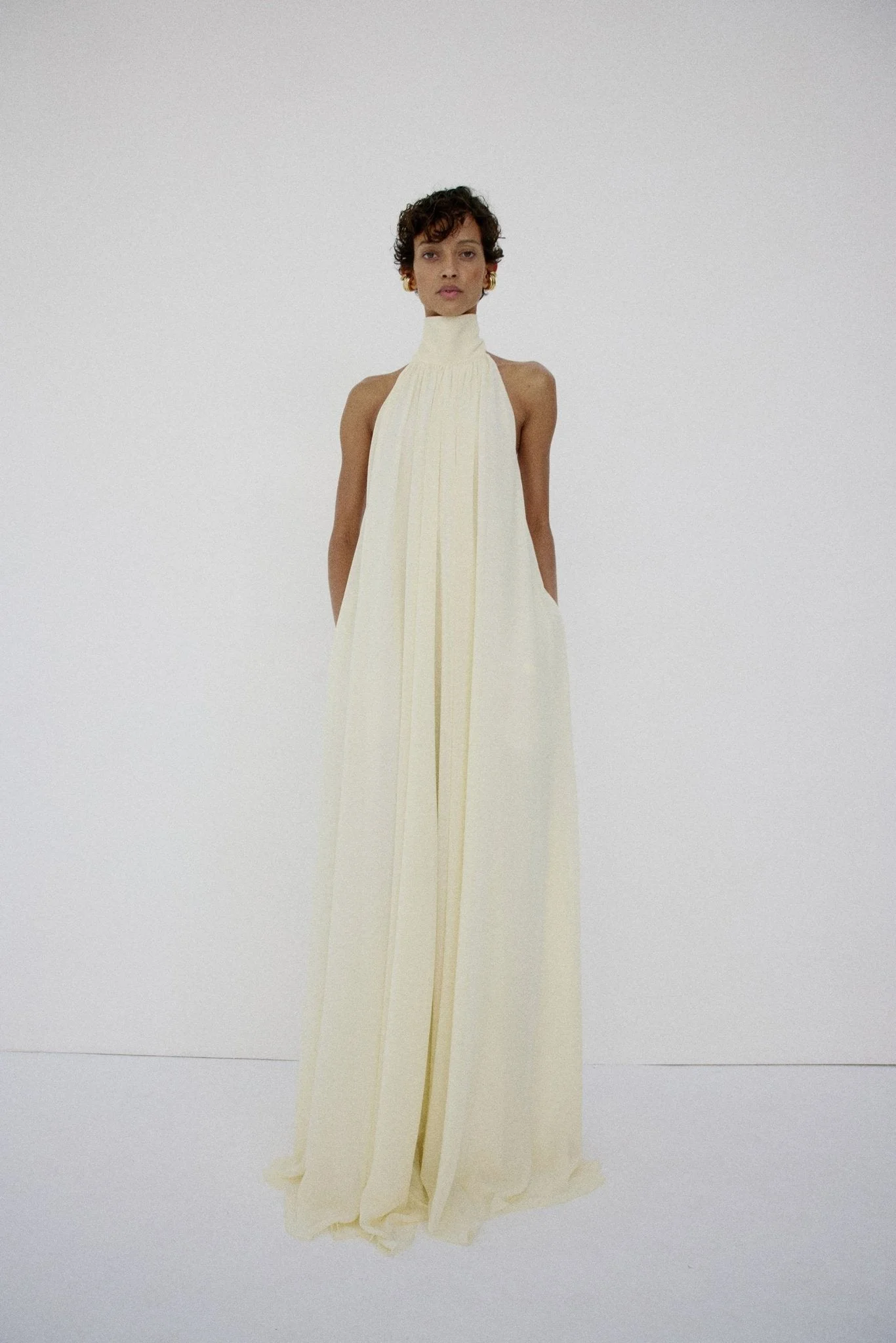 ADELA MAXI DRESS IN BRIGHT CREAM CHIFFON - 1