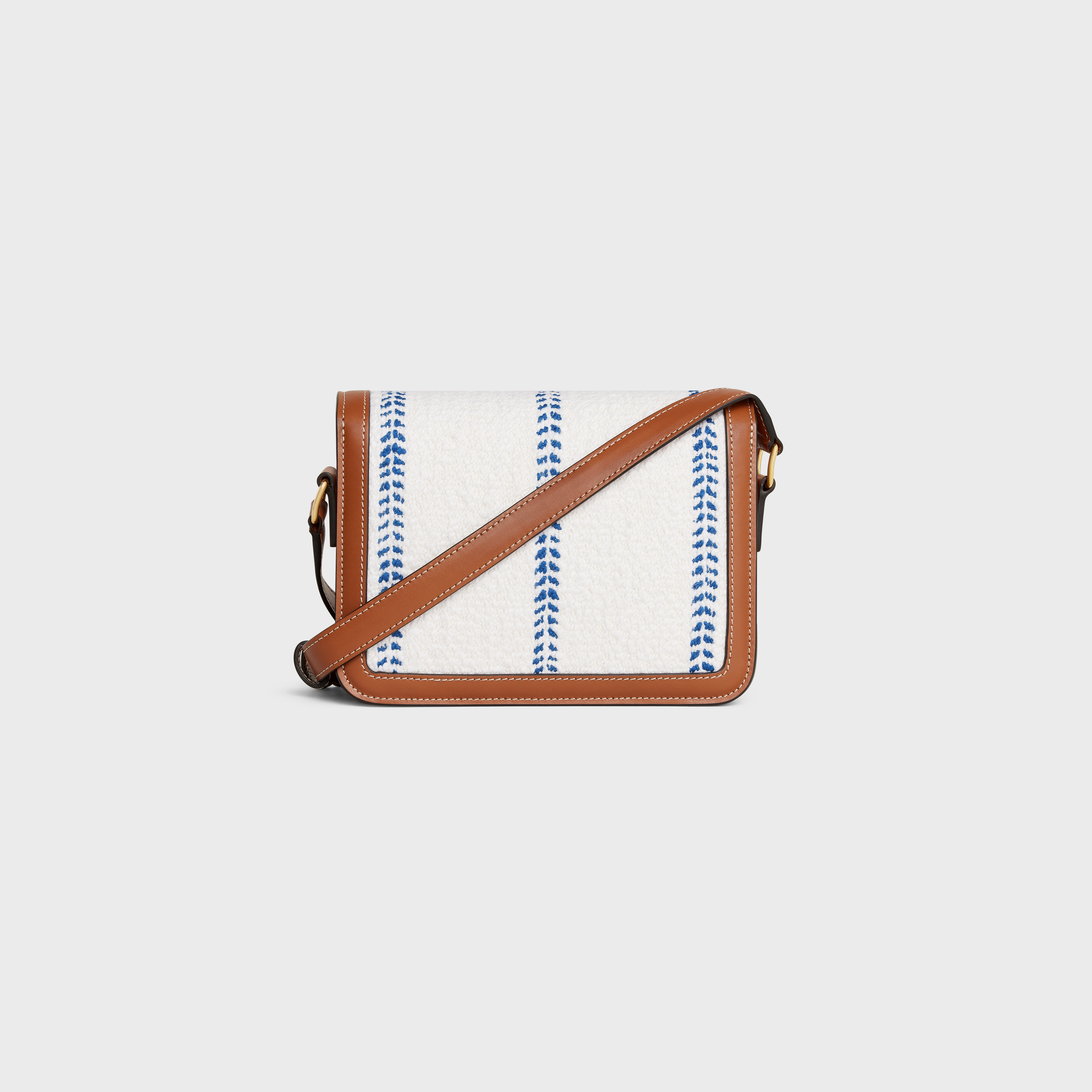 Teen Triomphe Bag in STRIPED TEXTILE AND CALFSKIN - 3