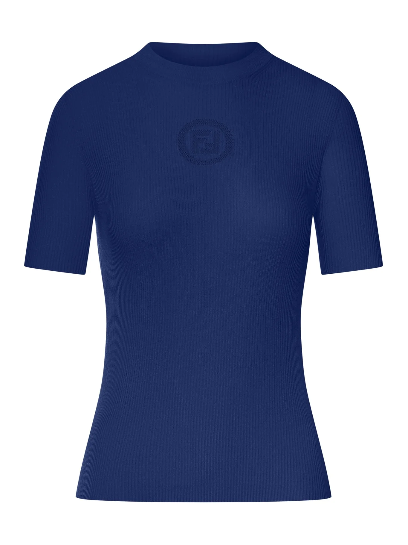 BLUE COTTON SWEATER WITH FRONT LOGO - 1
