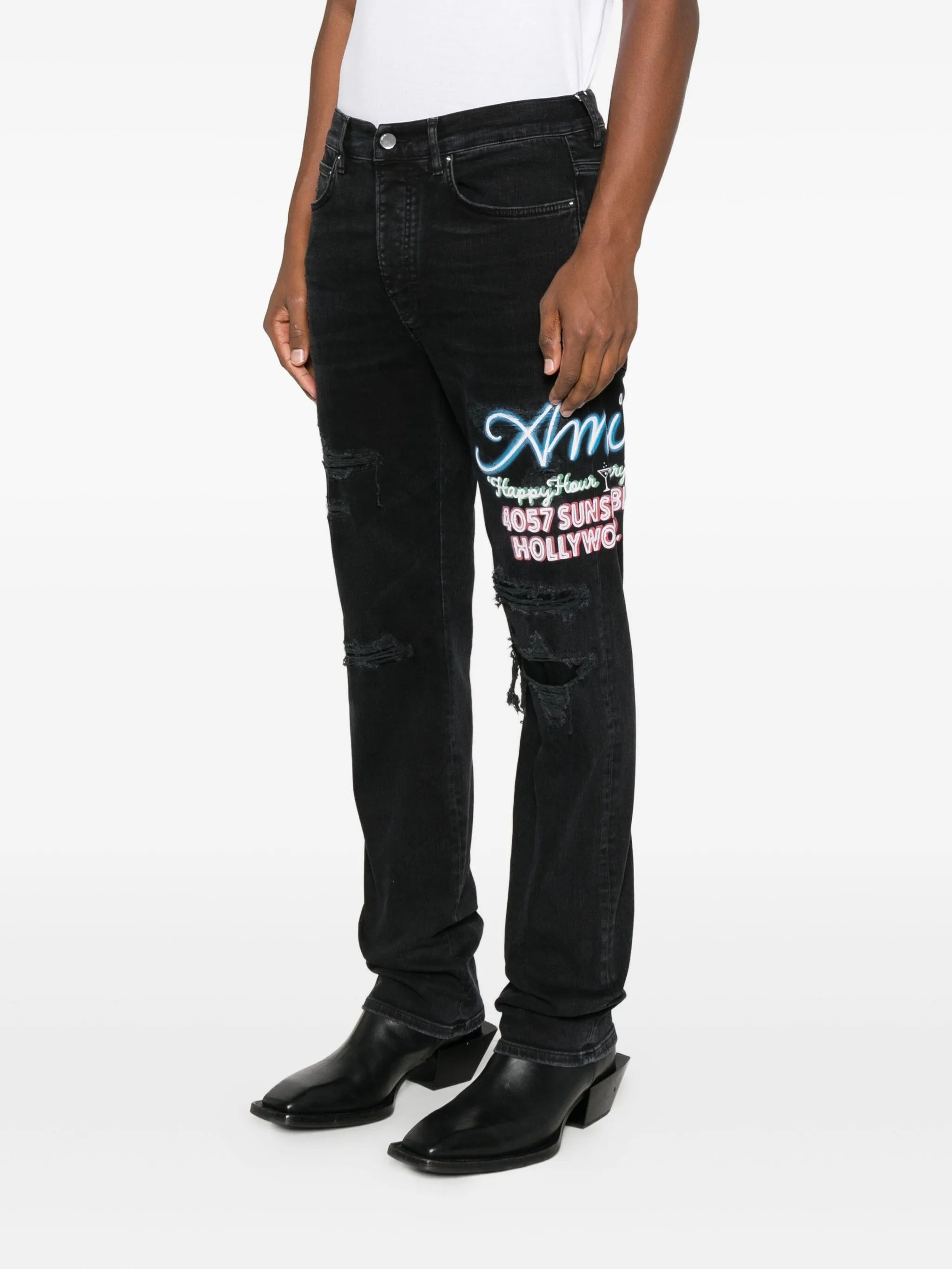 Amiri Distressed Embroidered Jeans - 2