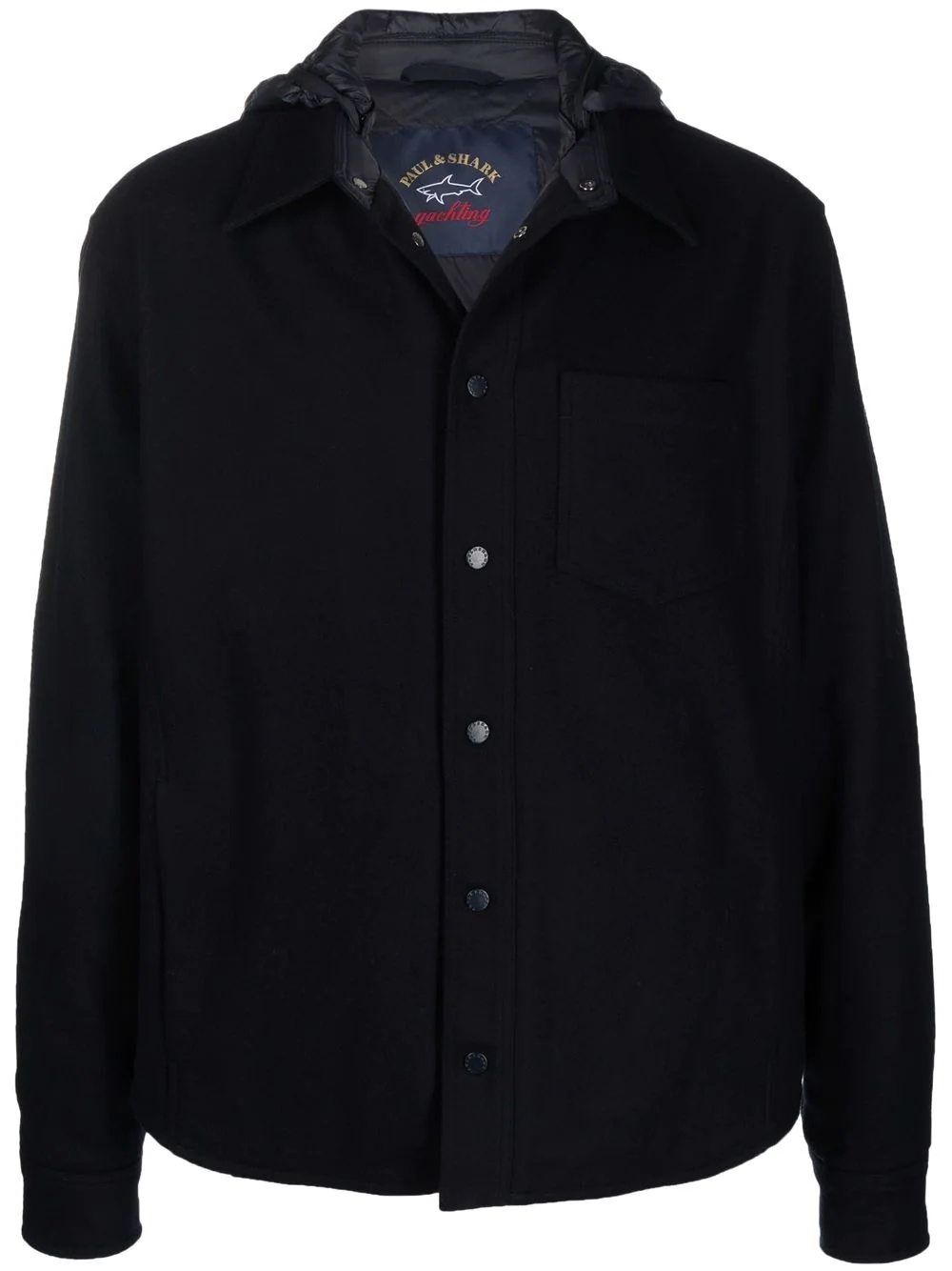 hooded button-down jacket - 1