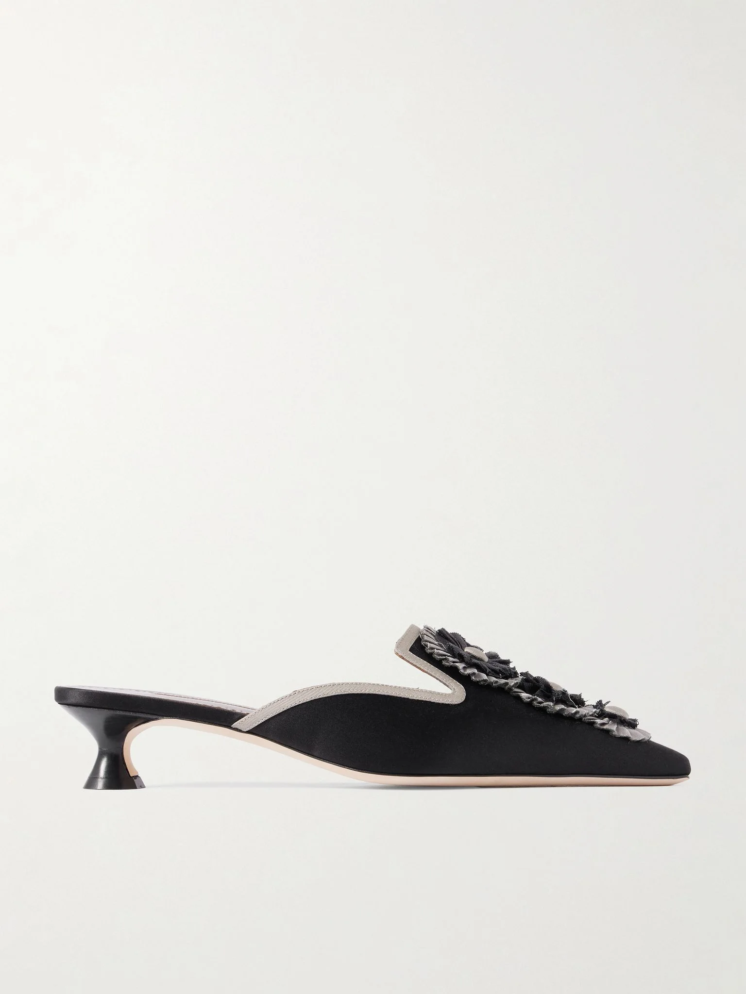 Merode 30 grosgrain-trimmed satin mules Black - 1