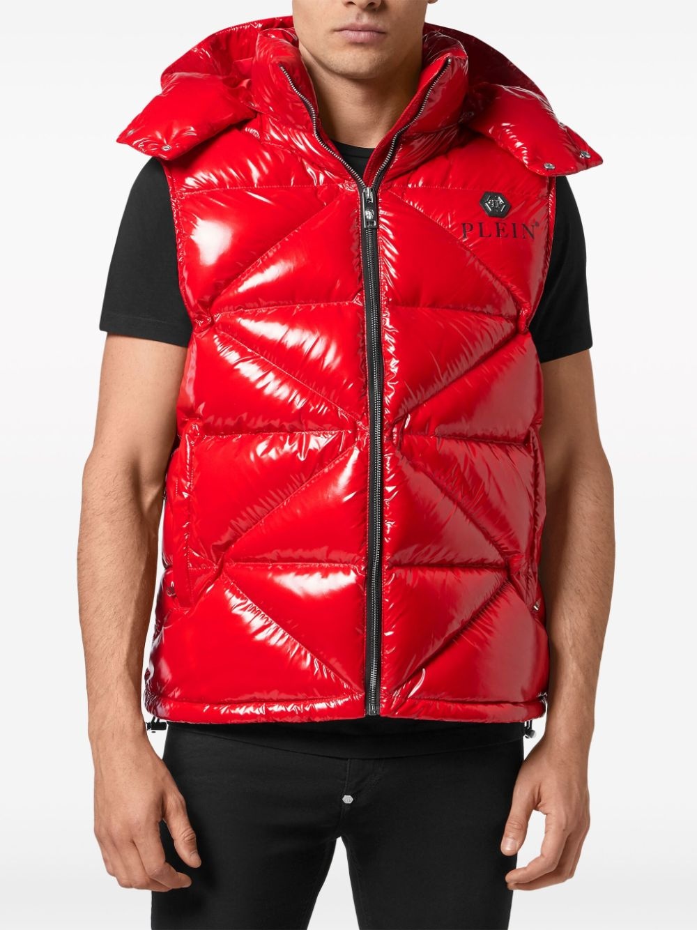 Hexagon logo-plaque padded gilet - 3