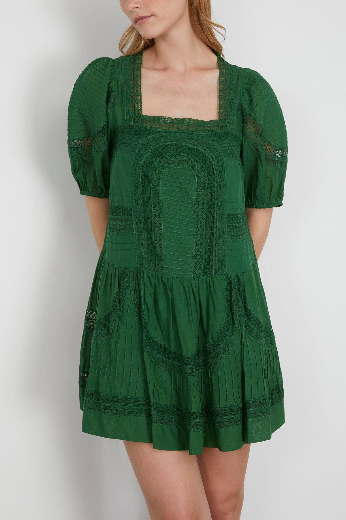 Franca Lace Short Sleeve Dress in Green - 3