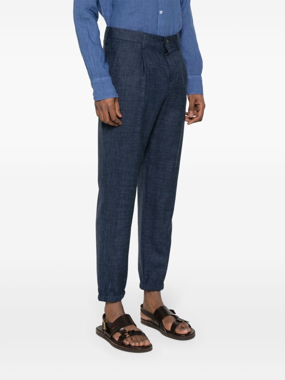 chambray wool-blend trousers - 3