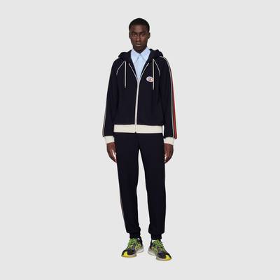 GUCCI Wool jersey jogging pant with Web outlook