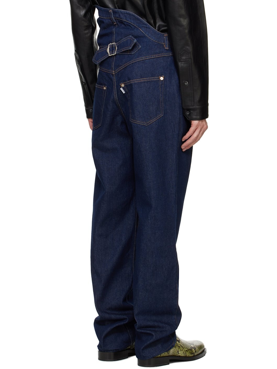 Indigo Asymmetric Flower Jeans - 3