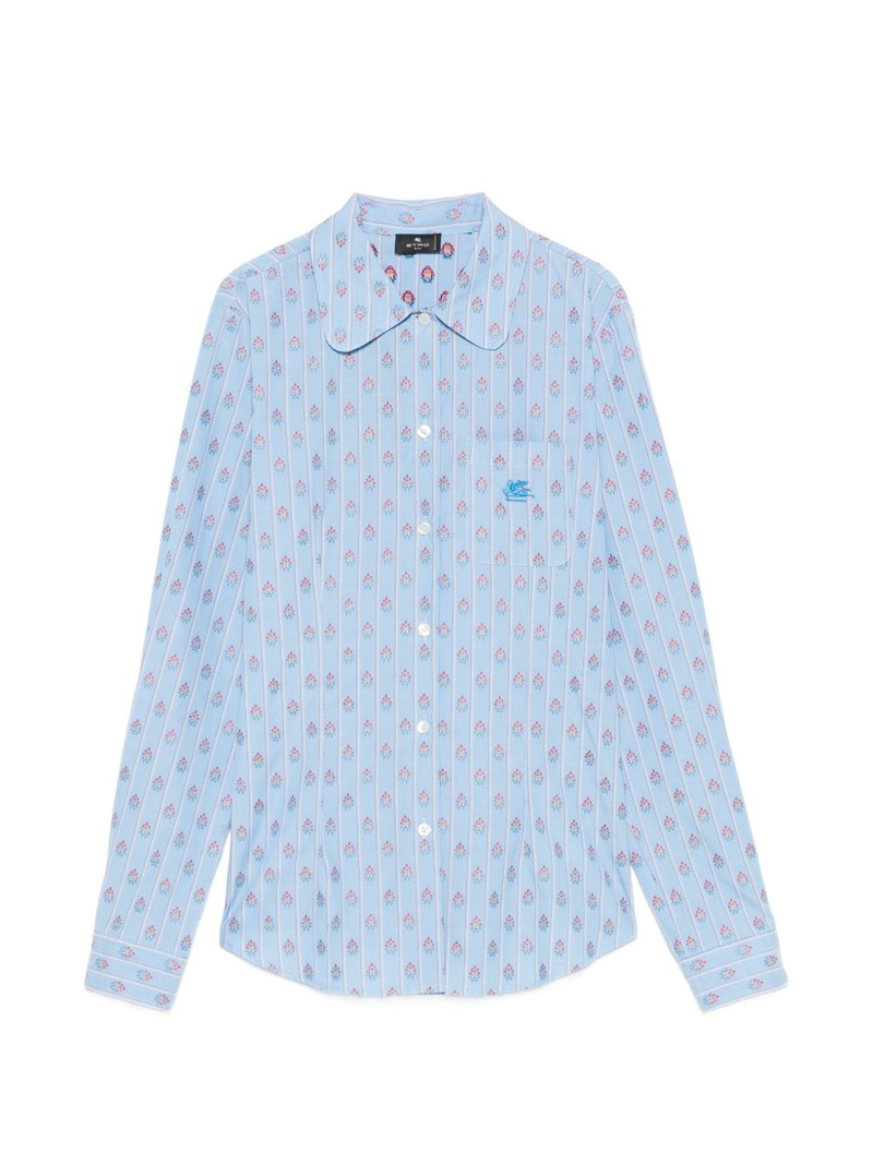 Pegasus-embroidered striped shirt 1
