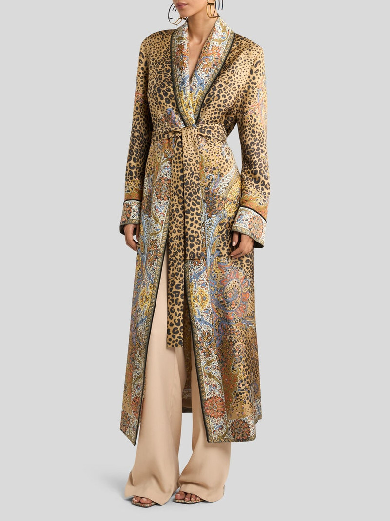 Etro SILK ROBE COAT WITH PAISLEY AND ANIMAL MOTIF outlook