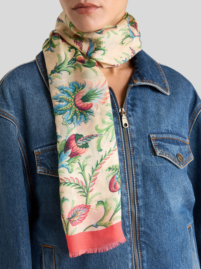 Etro COTTON AND SILK SCARF WITH FLORAL MOTIF outlook
