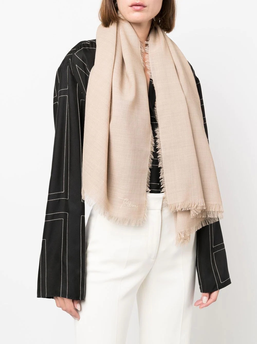 frayed knitted scarf - 2