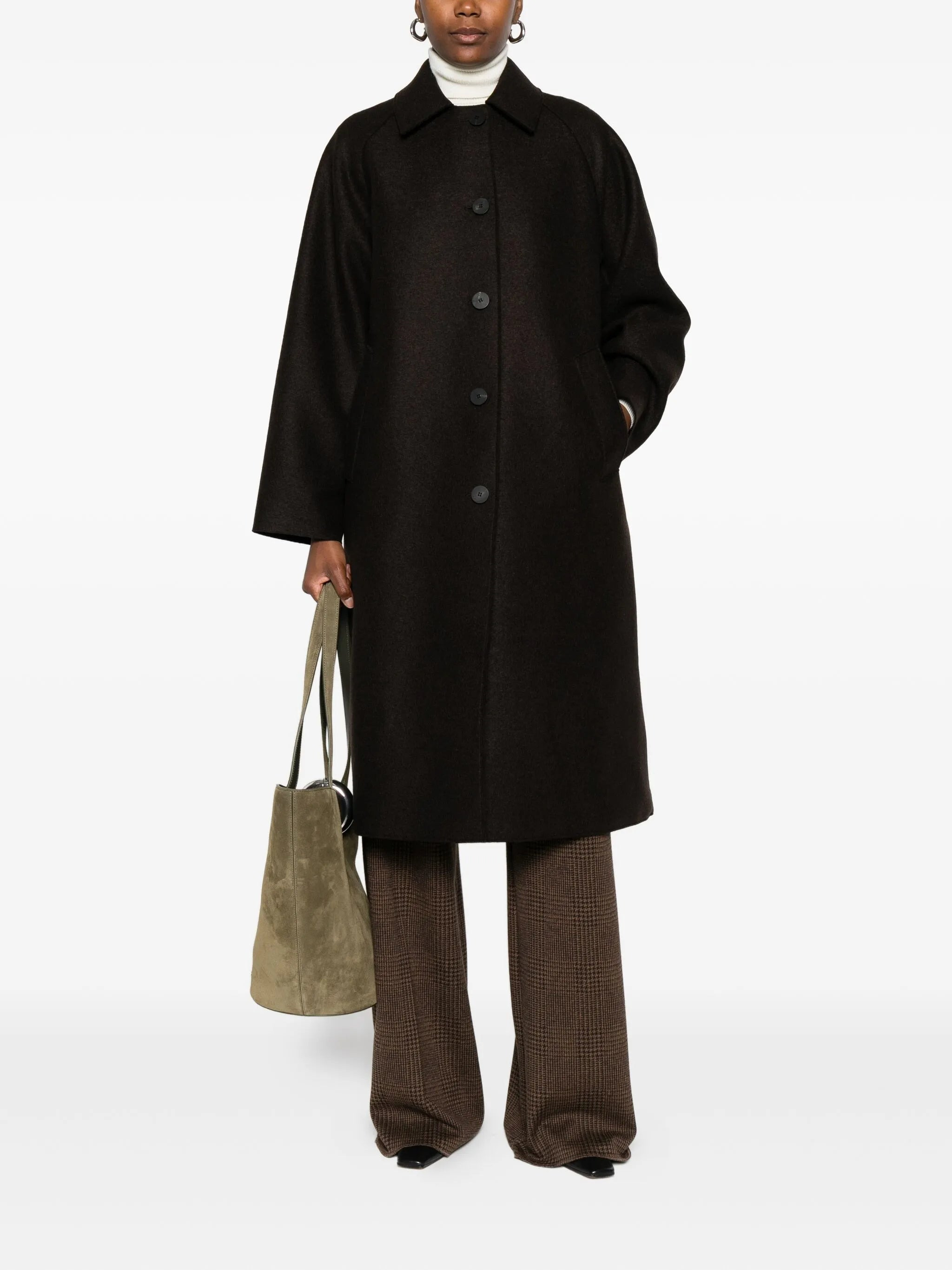 Harris Wharf London Balmacaan Button-front Raglan-sleeve Coat - 4