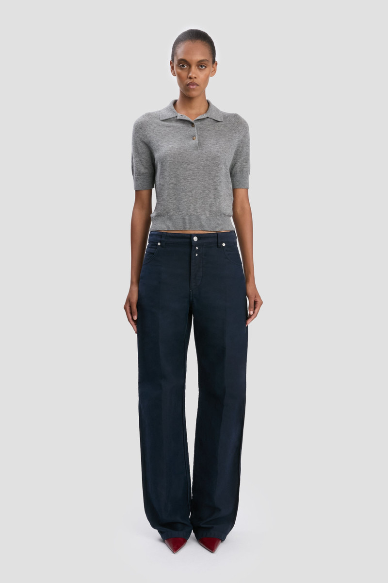 Victoria Beckham Polo Top In Grey Marl outlook