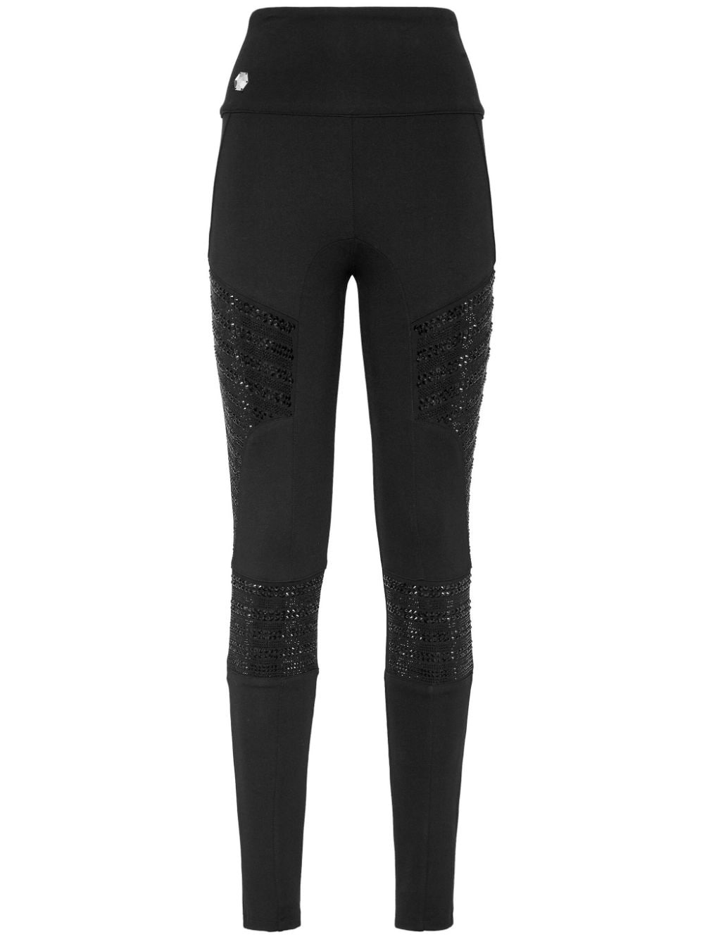 high-waisted crystal-embellished leggings - 1