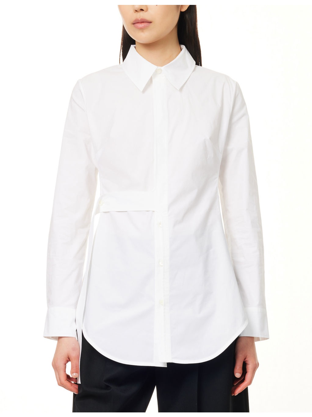 Strap-Trim Long-Sleeves Stretch-Cotton Shirt - 3