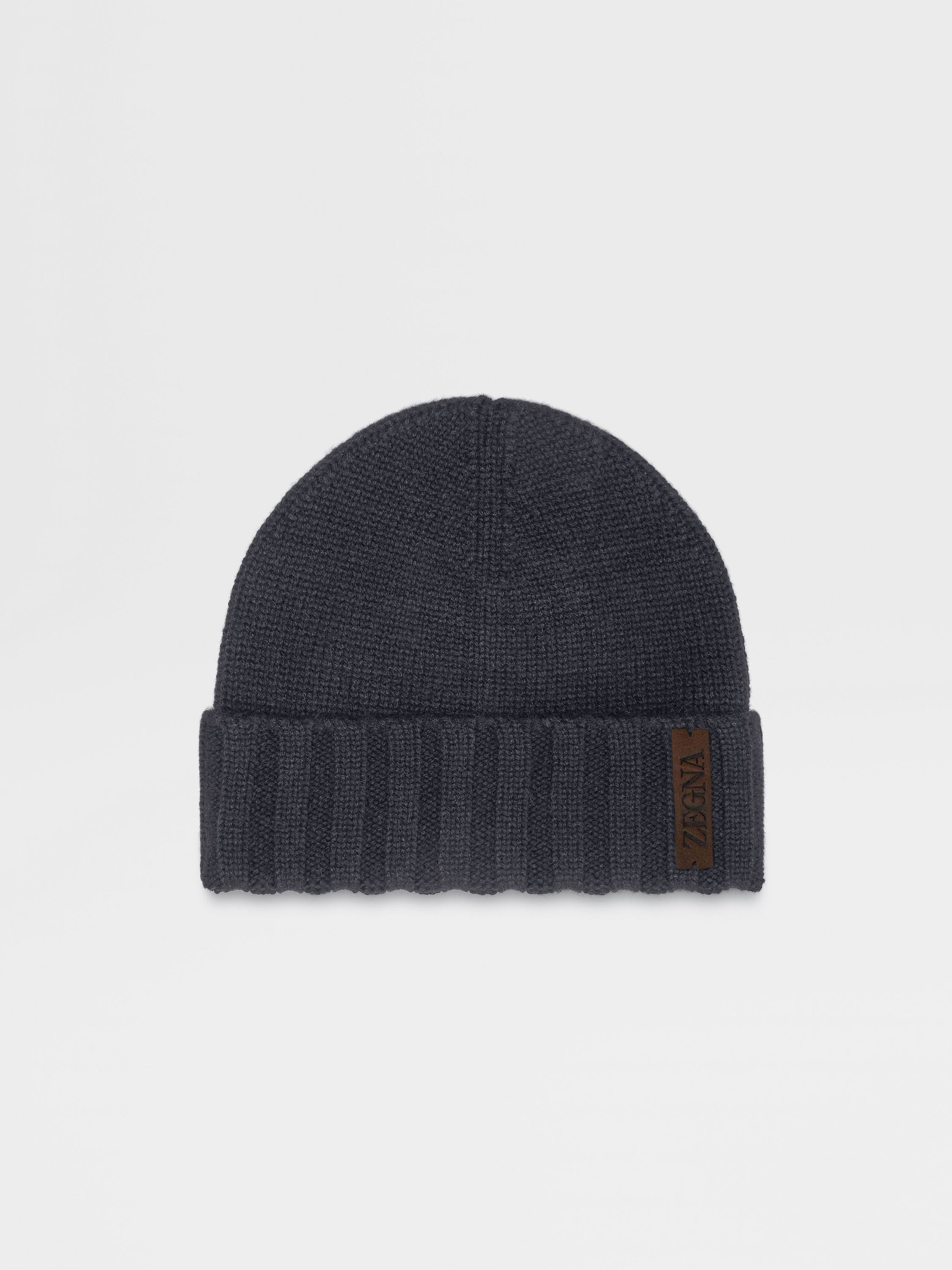 DARK BLUE OASI CASHMERE BEANIE - 1
