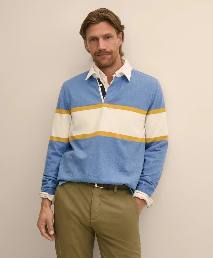 Cotton Chest-Stripe Rugby Shirt - 1