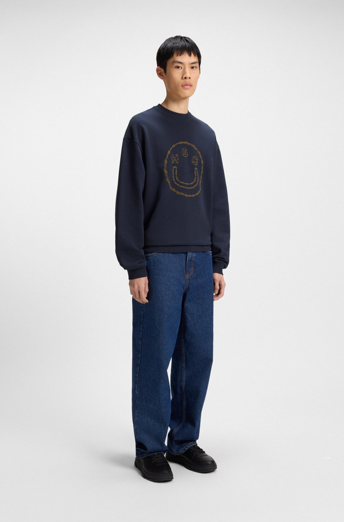 COTTON-TERRY SWEATSHIRT WITH HAPPY HUGO PRINT - 4