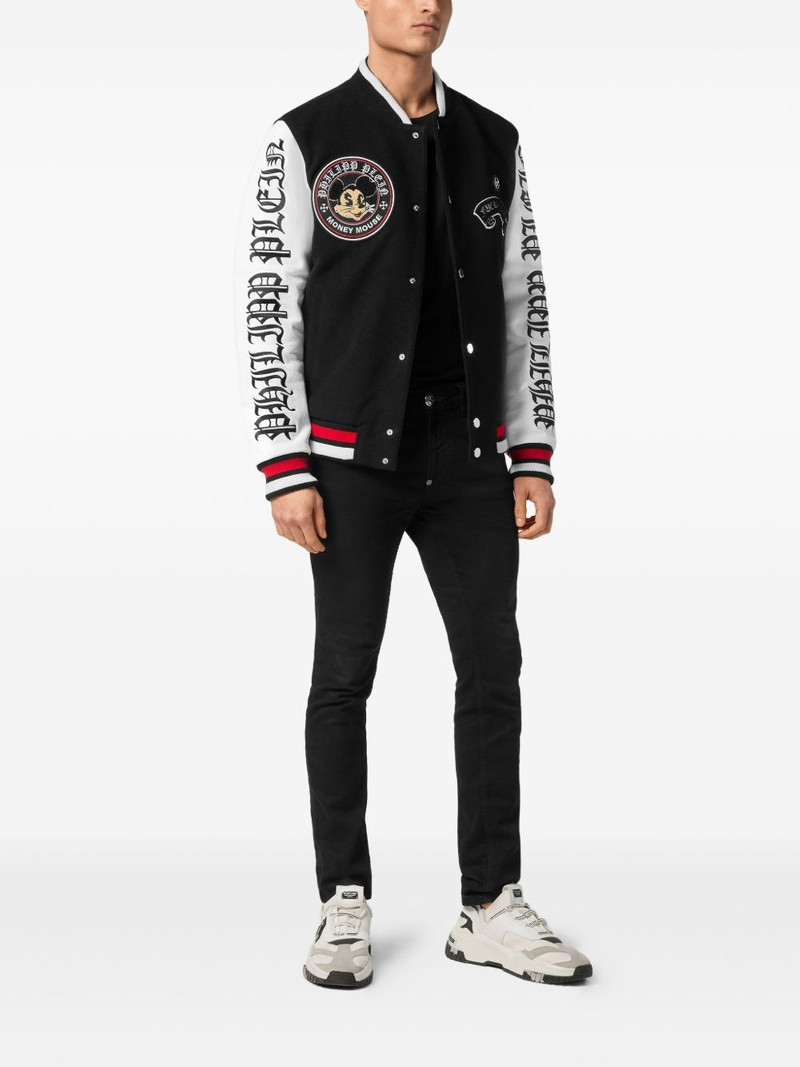PHILIPP PLEIN Money Mouse-emblem varsity jacket outlook