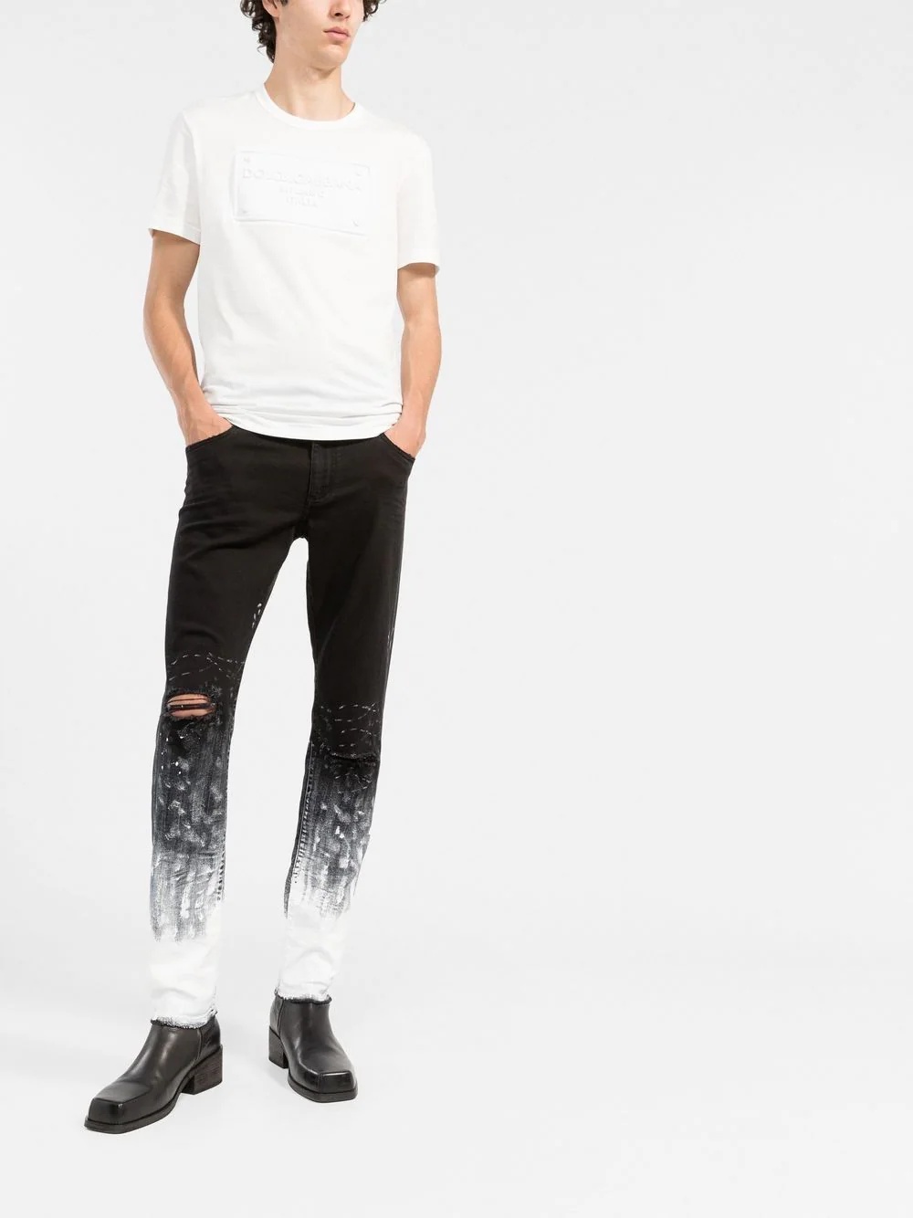 brushstroke-print slim-fit jeans - 2