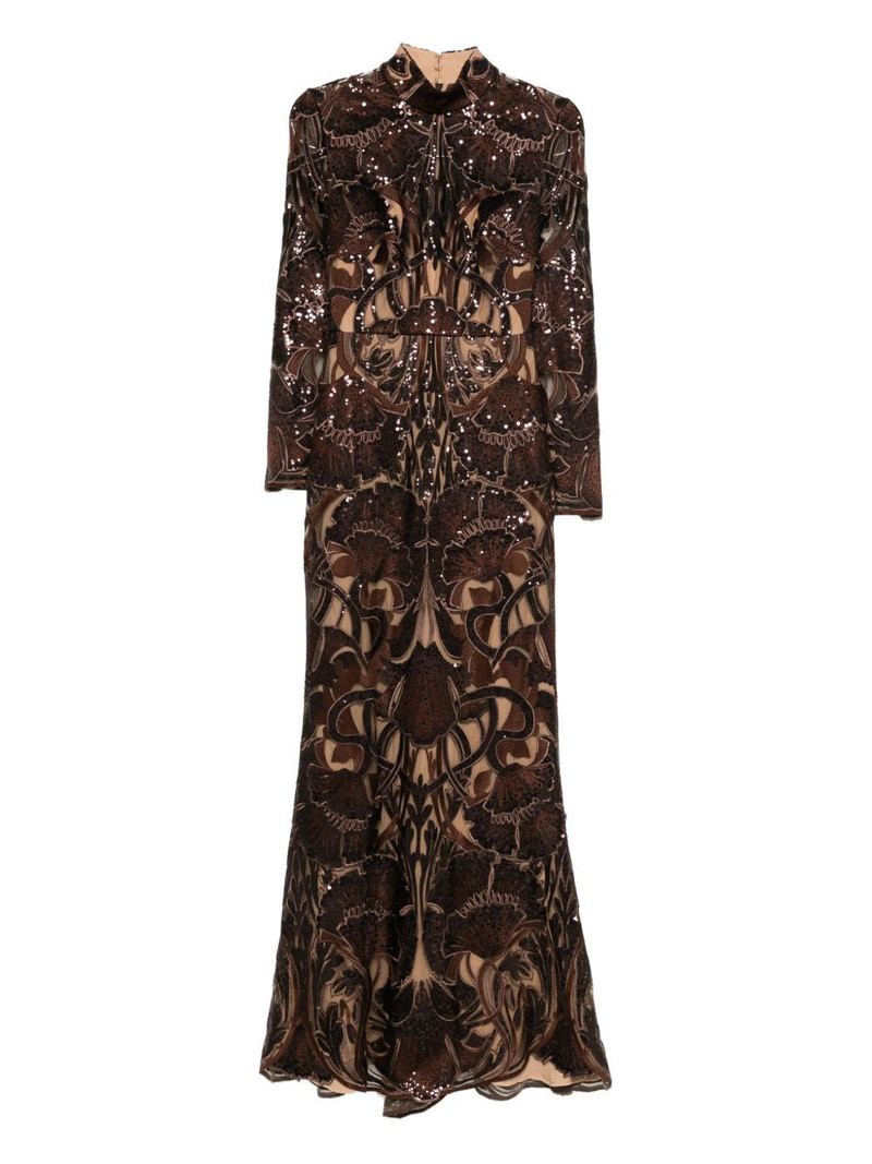 sequin-embellished long-sleeve maxi dress 1