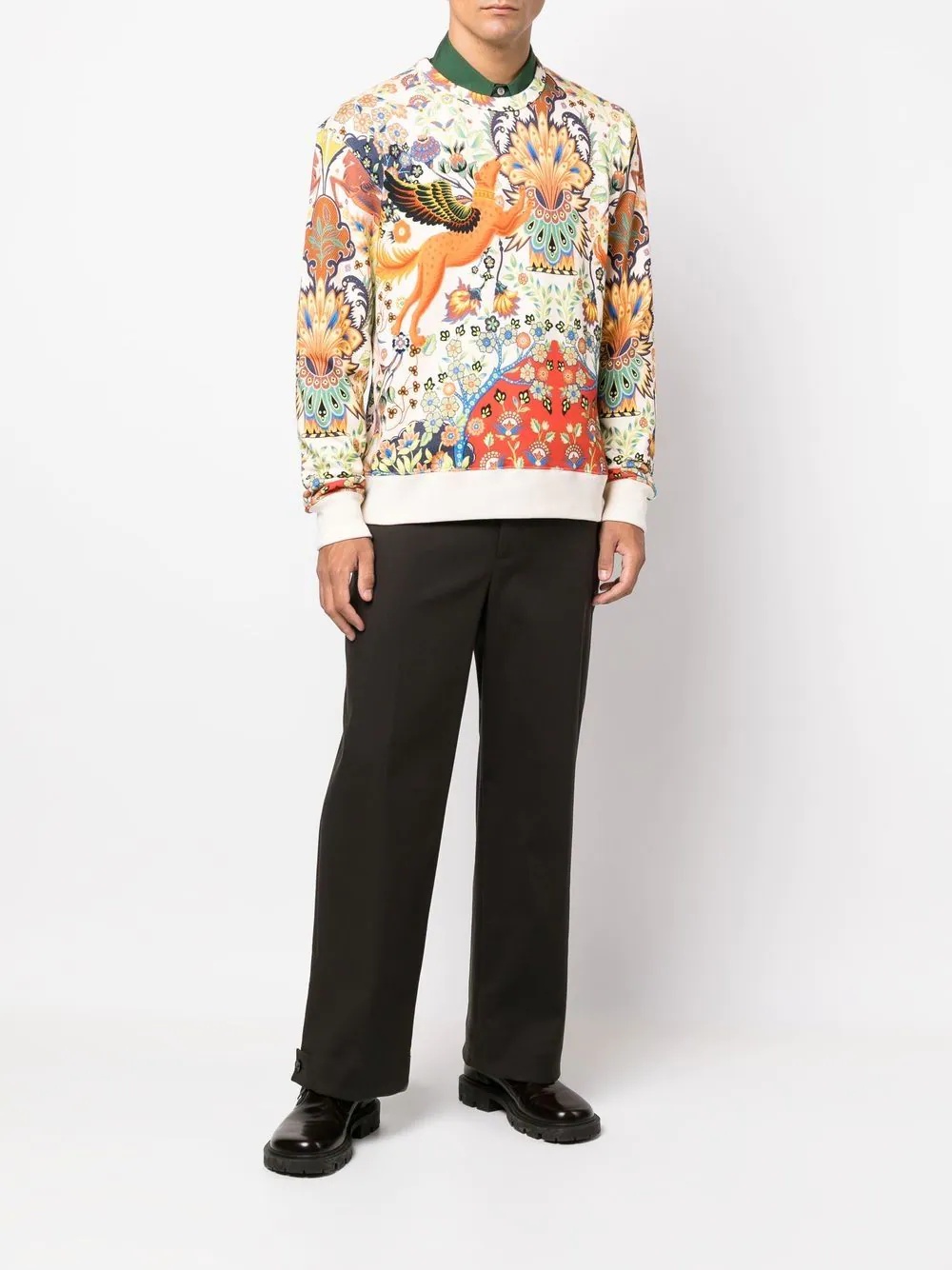 floral ornamental-print cotton sweatshirt - 2