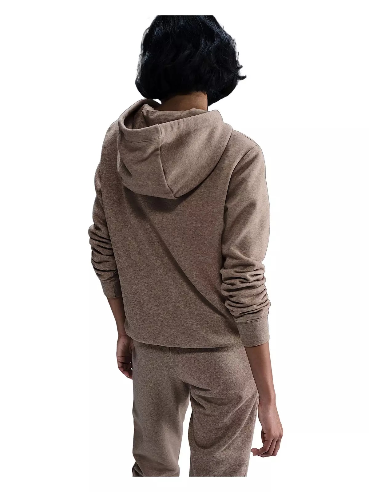 Women's Sportswear Club Fleece Pullover Hoodie -Brown/White - 2