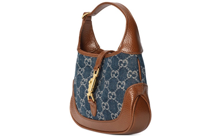 (WMNS) Gucci Jackie 1961 Series miniDenimSingle Shoulder Bag Brown color combination 637092-2KQGG-83 - 5