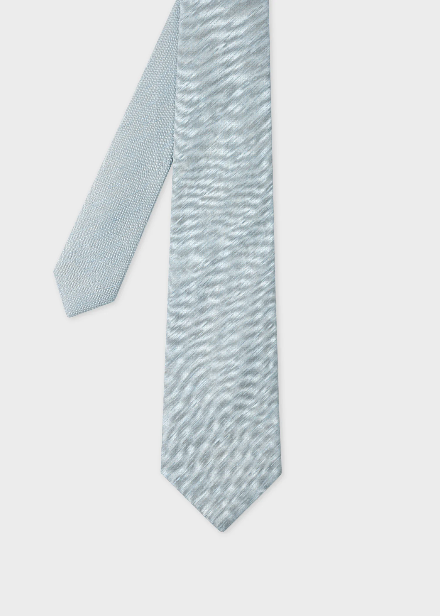 Light Blue Linen-Silk Blend Textured Tie - 1