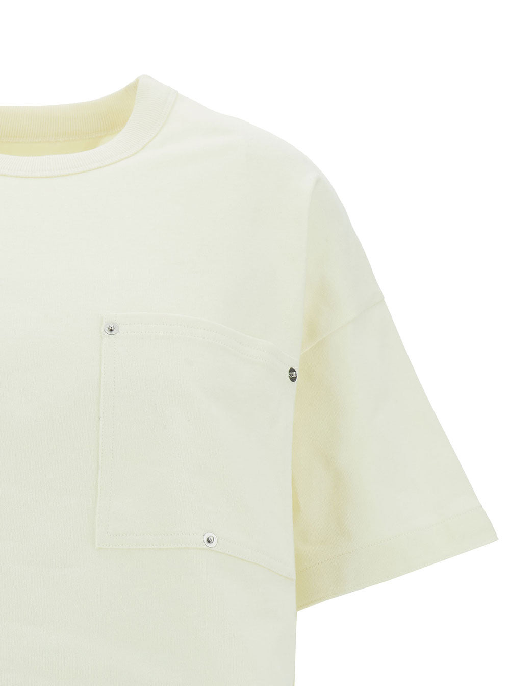 Bottega Veneta Women White Crop T-Shirt With Patch Pockets In Cotton Woman - 3
