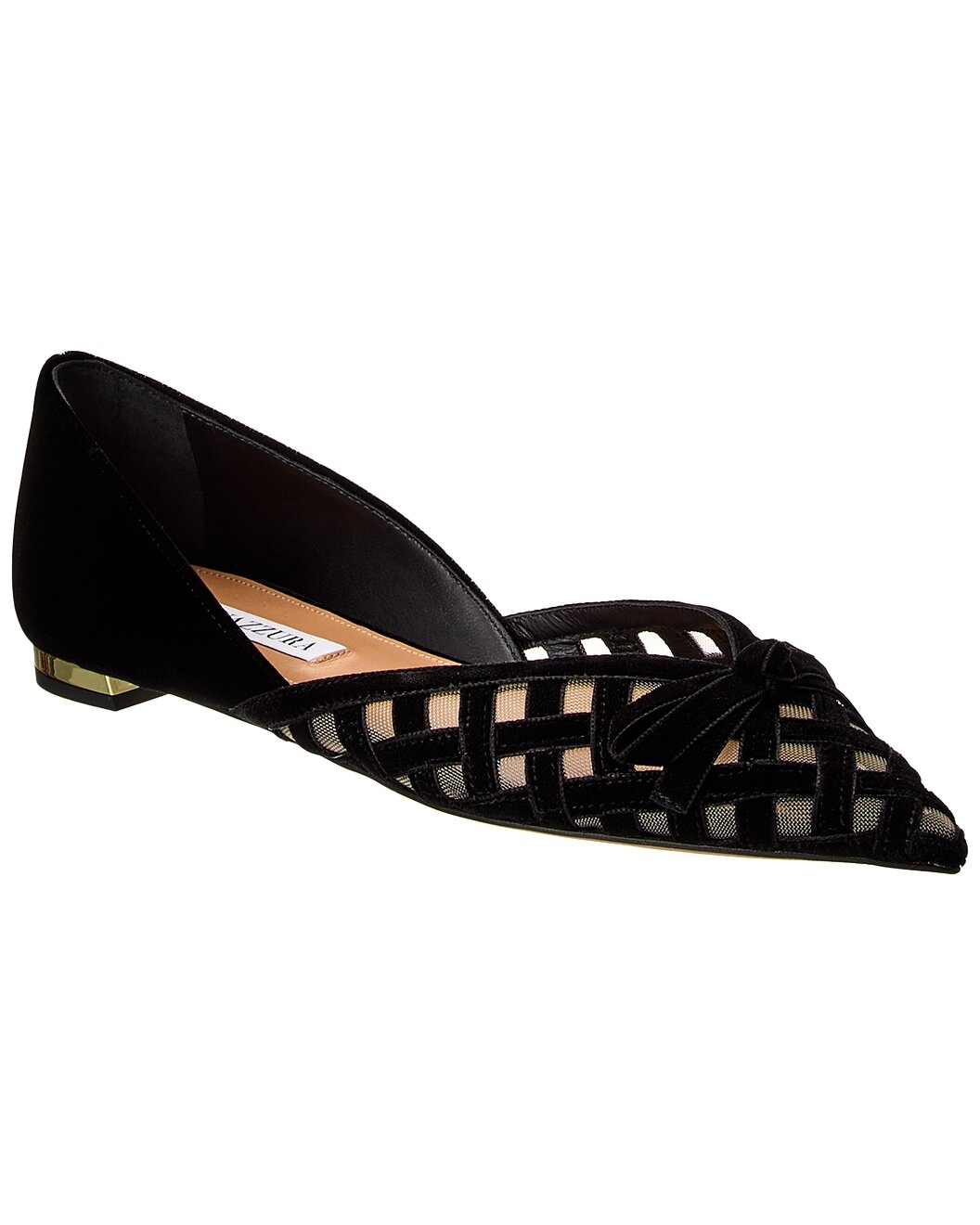 Aquazzura Romance Velvet & Mesh Flat - 1