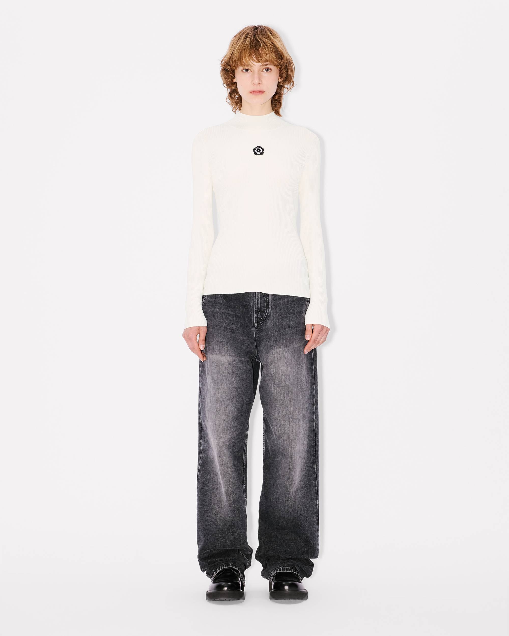 'Boke Flower 2.0' embroidered long sleeve rib top - 5