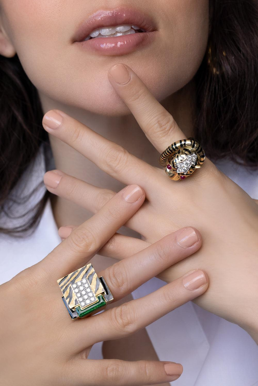 Ruby Black Wrap Tail Tiger Ring - 4